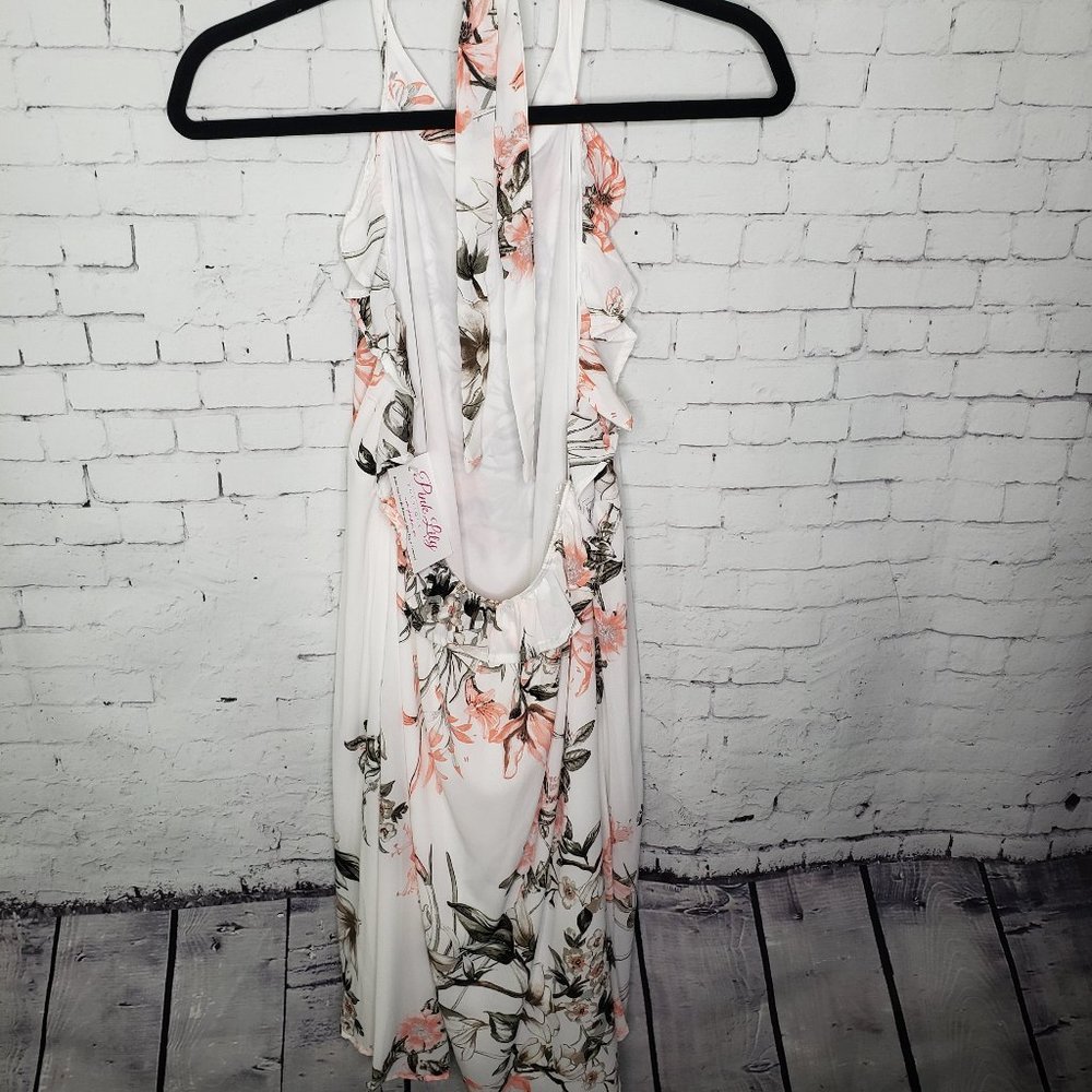 NWT Small Pink Lily Small Peach Love Floral Dress Boutique Wedding Guest Flowers - Picture 5 of 6